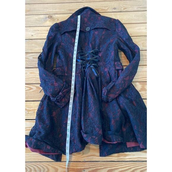 Bebe Lace Detail Pea Coat Size XS Women’s Black - Picture 7 of 9